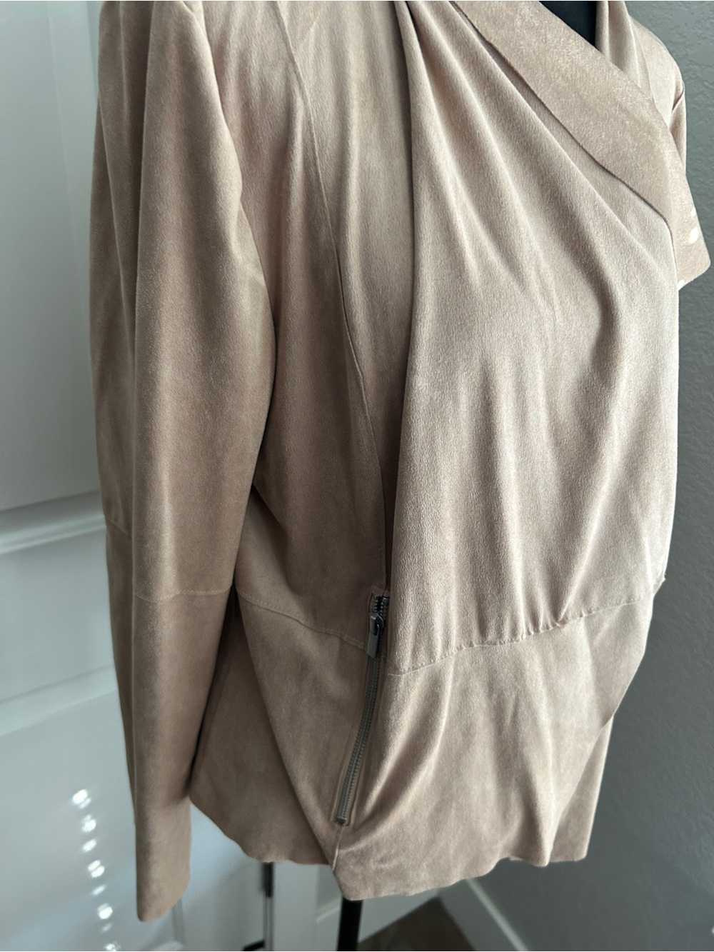 Bagatelle Lightweight Open-Front Waterfall Faux Suede Jacket - Picture 3 of 5